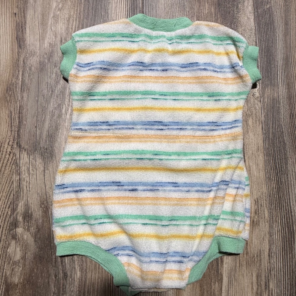 1970s Health-tex Romper Striped Terry Cloth Bunny Retro Kids - Picture 2 of 3